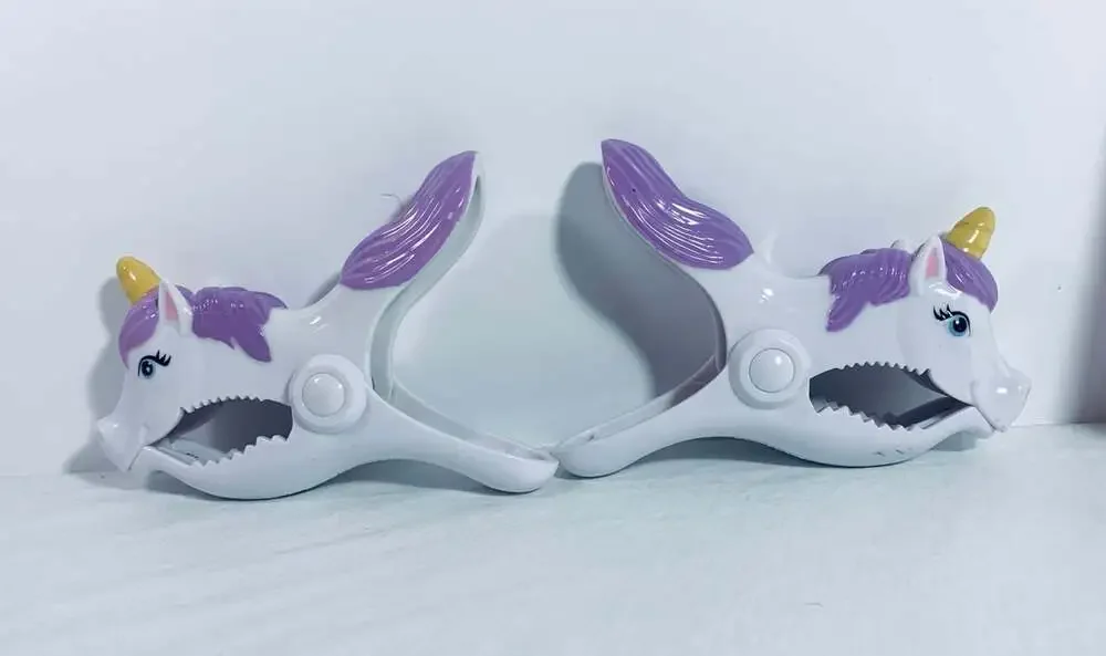 Unicorn Clips two purple and white